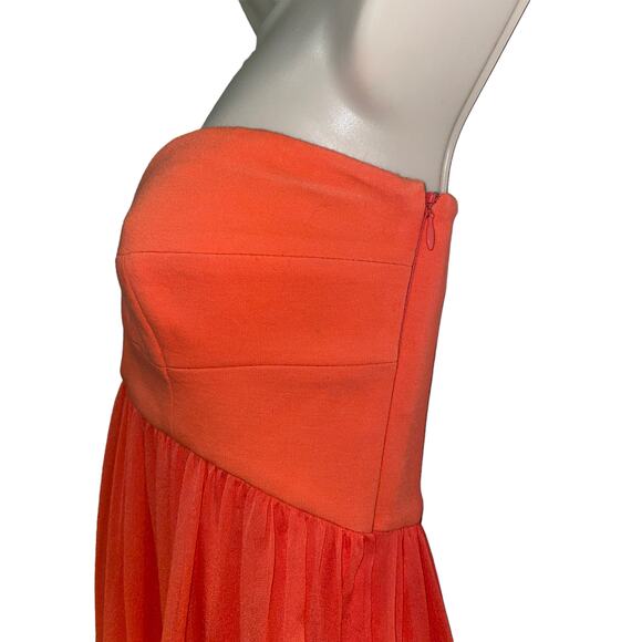 Diane von Furstenberg Asti Silk Chiffon Coral Sweetheart Strapless Dress Size 4 - Picture 6 of 11